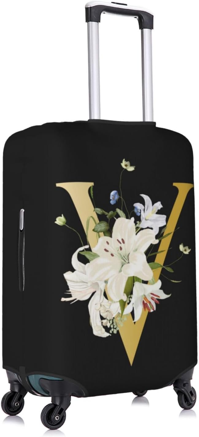 Decorative V Suitcase Protectors Elastic Washable Luggage Covers With Concealed Zippers For 18-32 Inch Luggage (Size S: Fits 18-21 Inch)