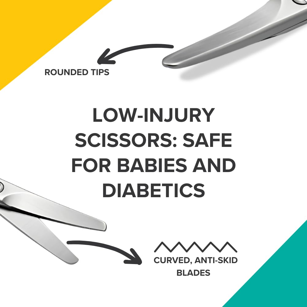 Rui Smiths Pro Precision SafeEdge Nail Scissors | Stainless Steel Manicure Pedicure Trimmer Cutter with Rounded Tips | Suitable For Babies, Toddlers and Diabetics | Made in Solingen, Germany
