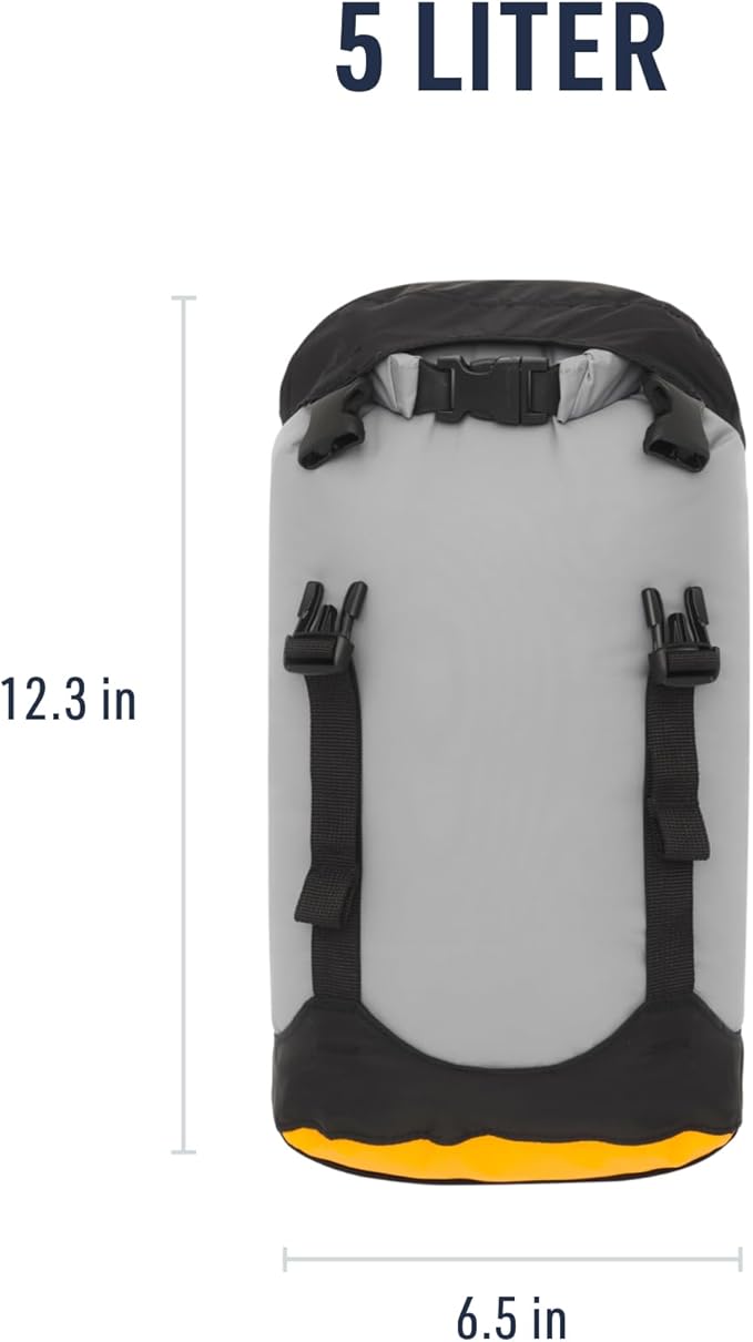 Sea to Summit eVac Compression Dry Bag, Waterproof Compression Sack, 5 Liter, High Rise Grey