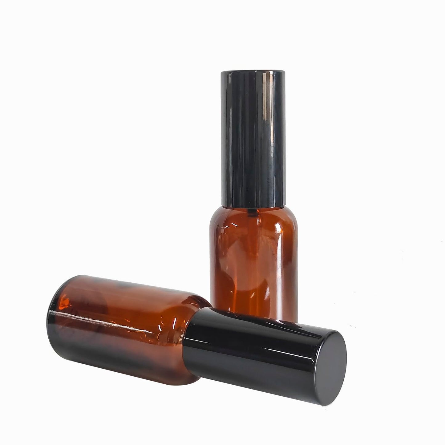 BEGIKET 12 Pack 1oz Amber Glass Spray for Essential Oils, Small Spray Bottle, Fine Mist Spray,Black Sprayer,for Perfume, Hair & Cleaning