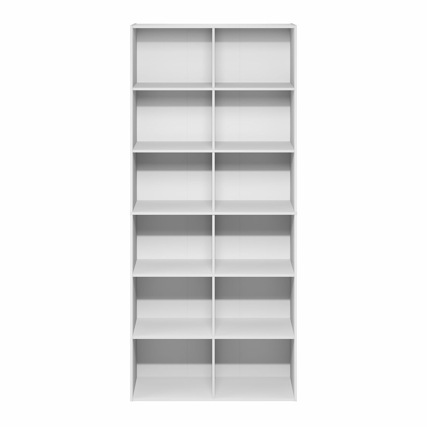 Furinno Basic Book Shelf, 12-Cube Bookshelf, Bookcase with Open Shelf, Cube Storage Organizer, 12 x 32 x 71, for Living Room, Home Office, White