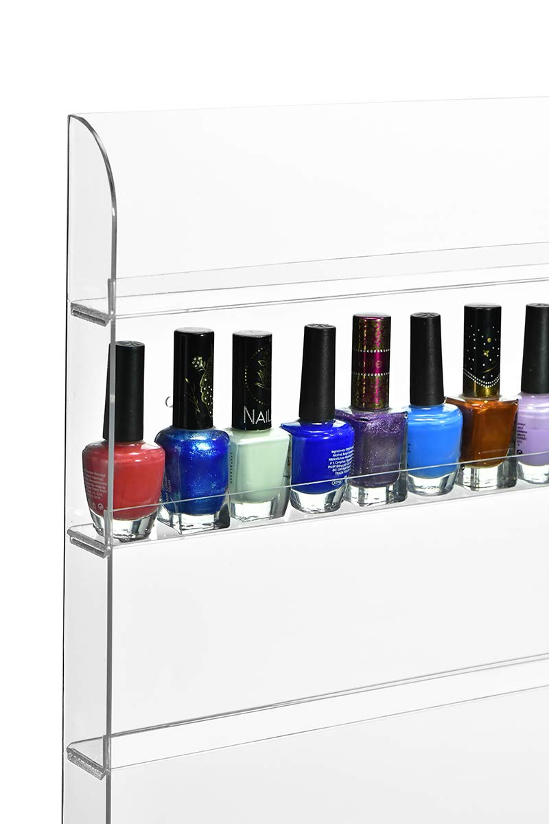 AMT Acrylic Nail Polish Racks for the Wall, Clear Nail Polish Display, Essential Oils Organizer. Holds up to 96 Bottles. Plus a Microfiber Cloth for Cleaning Purposes