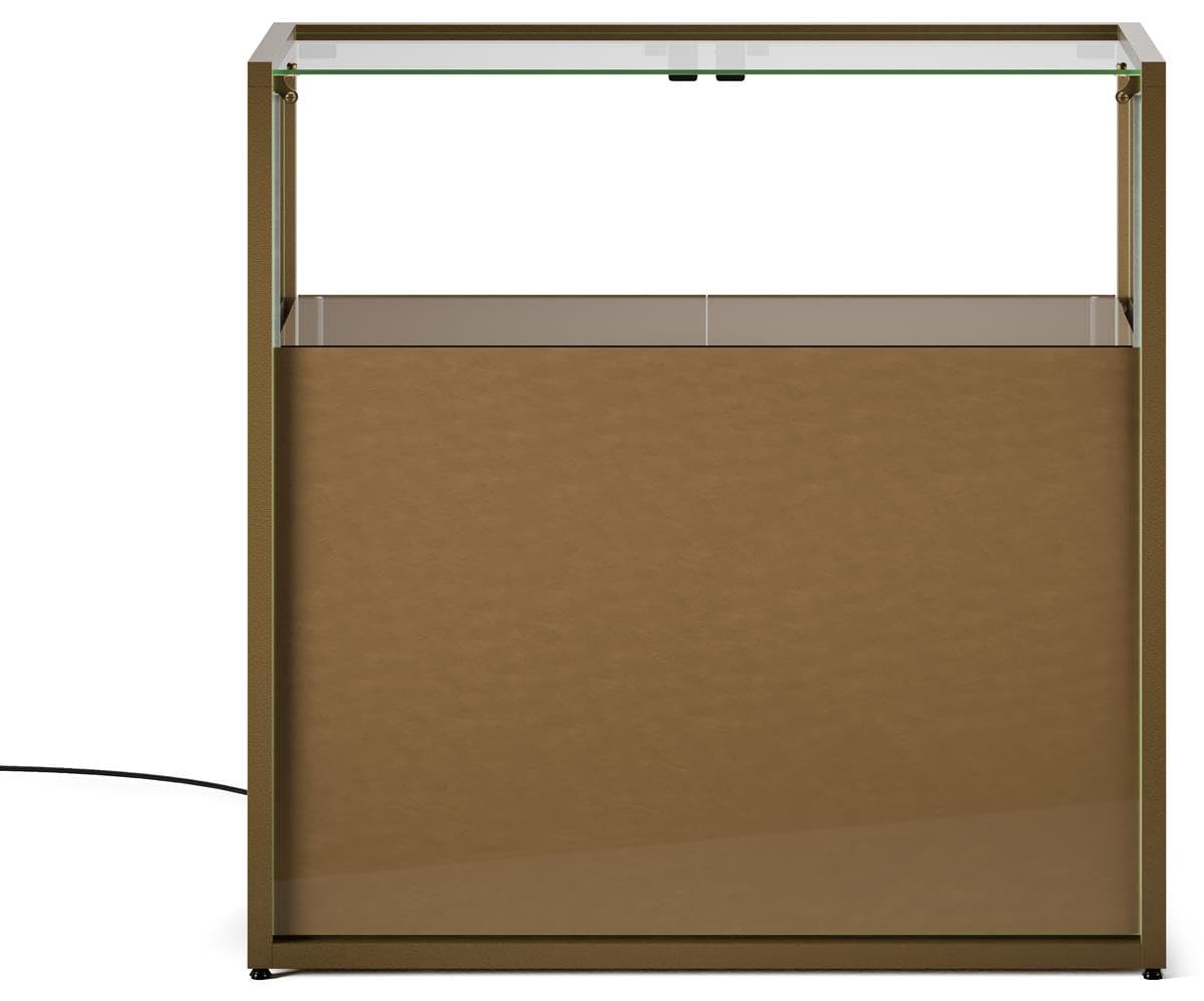 Displays2go 37" w Tempered Glass Showcase, Storage Cabinet, Locking Doors - Bronze