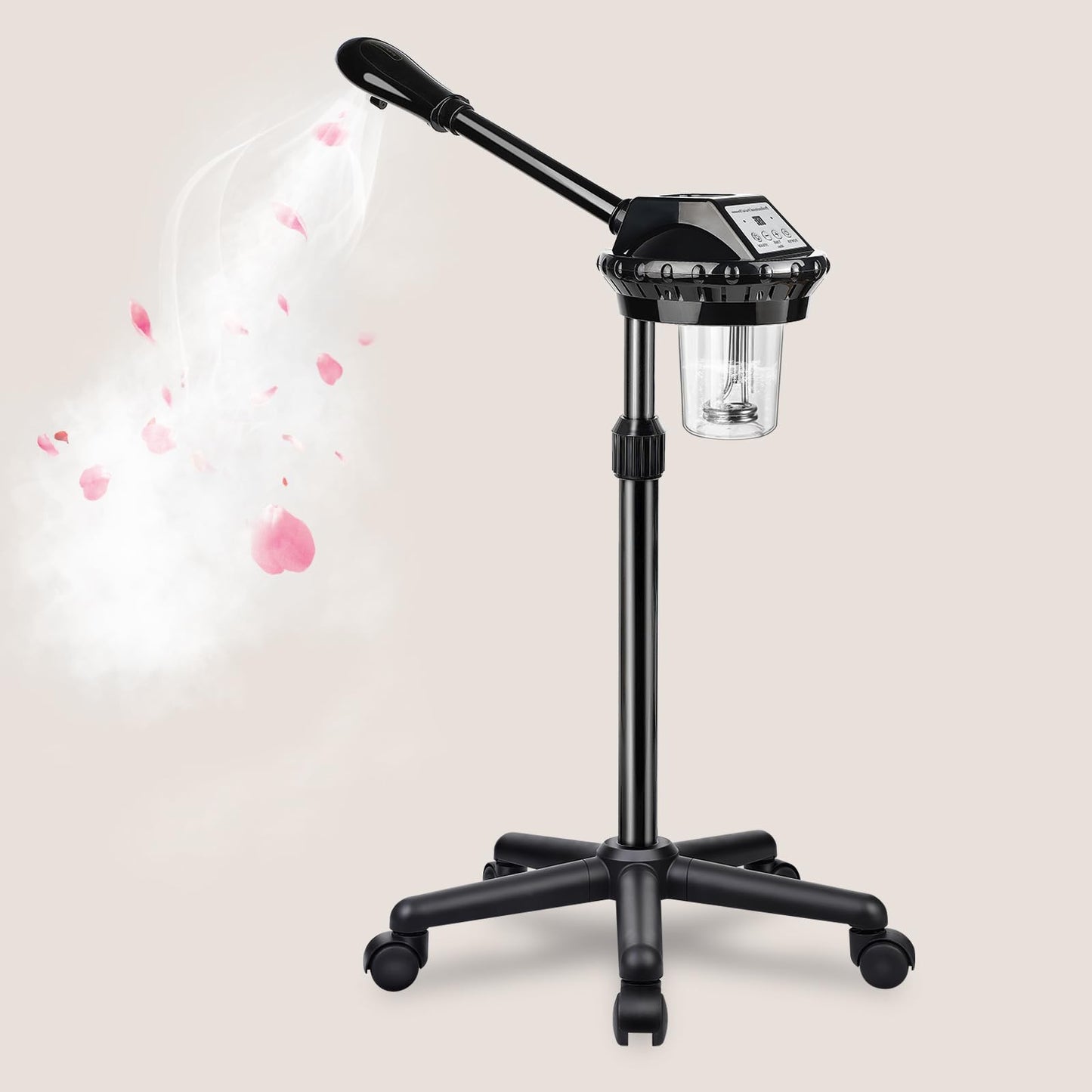 Professional Facial Steamer for Deep Hydration,Ozone Face Steamer with More Steam,Estheticians Steamer on Wheels with Time Setting,Adjustable Height Suitable for Beauty, Spa and Home Use