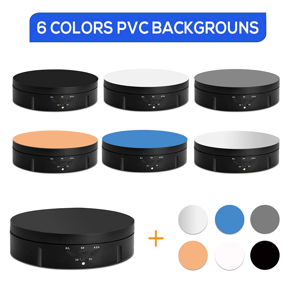 Motorized Rotating Display Stand - 90/180/360 Degree Display, PVC Backgrounds for Product Photography, Jewelry, Watch, 3D Models