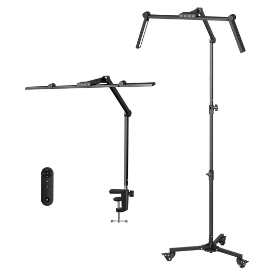 HITTI Lash Light for Eyelash Tech, 2-in-1 LED Floor Light and Clamp, Bright Foldable Half Moon Light, Stepless Dimming 3 Color Estheticians Light, Lash Lamp for Extensions Artists Tattoo Nail