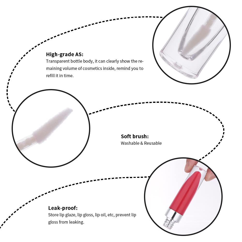 YITOU Thick Empty Lip Gloss Tubes with Wand, 6.4ml Lip Balm Cosmetic Containers, Bulk, Mini, DIY Lipstick/Glaze Foundation Making Kit