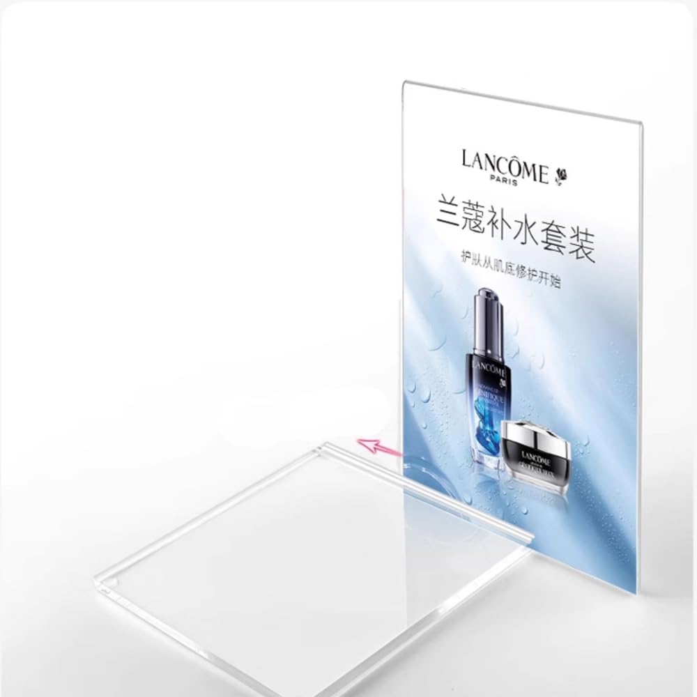 ECKEK Acrylic Sign Holder Clear Display Sign Stand Acrylic Display Stand for Office, Store (PVC Base)