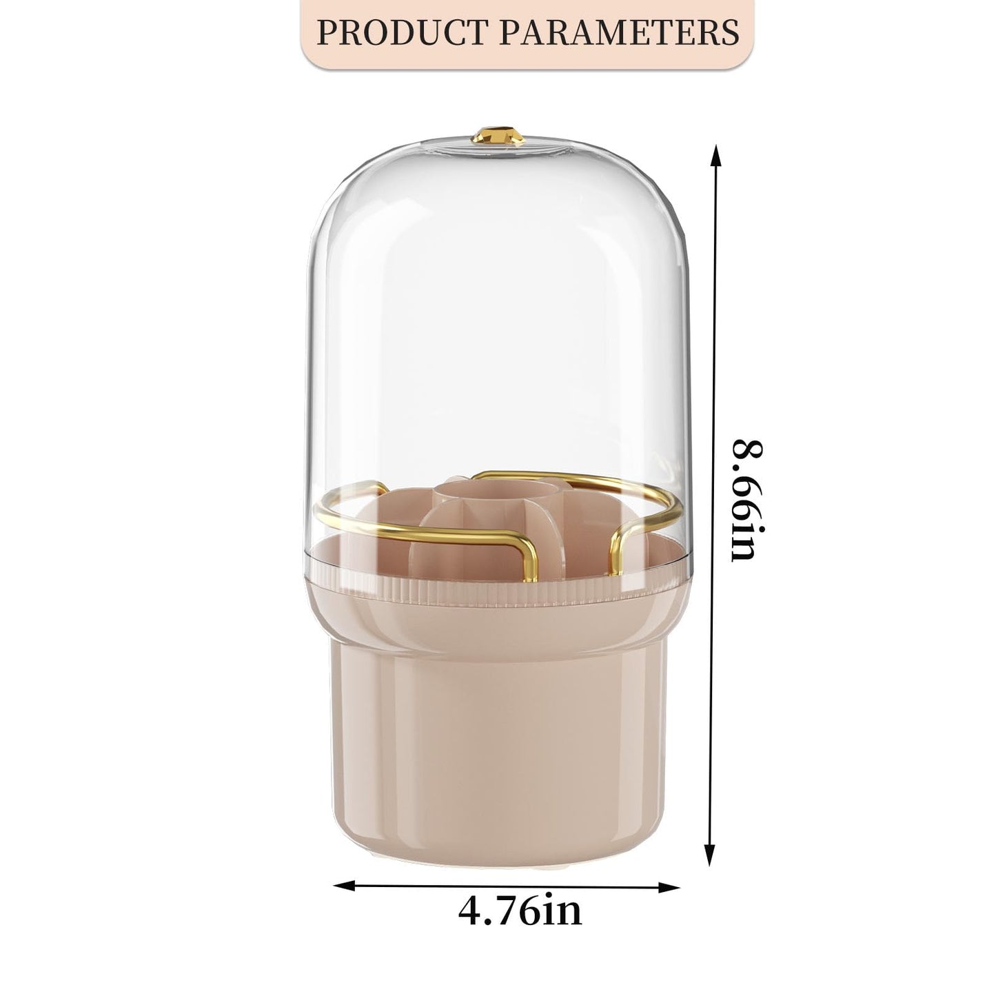 THE LIMIT 360 Degree Rotating Makeup Organizer Box, Dustproof Waterproof, 6 Compartments, Covered Brush Holder, Moisture-Proof, Fits Long Makeup Products, Easy Storage, Large Capacity (Pink)