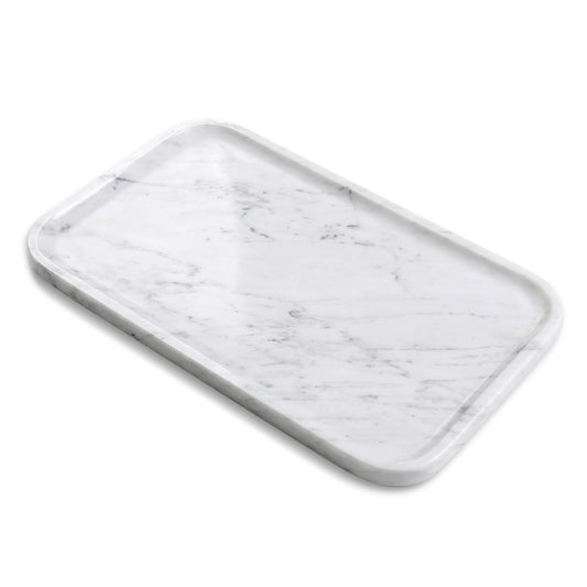Yew & Tulip 14" x 8.5" Natural Marble Tray for Kitchen, Bathroom, Living Room – Serving/Decorative Vanity Tray for Jewelry, Candles, Decor (Carrara White)
