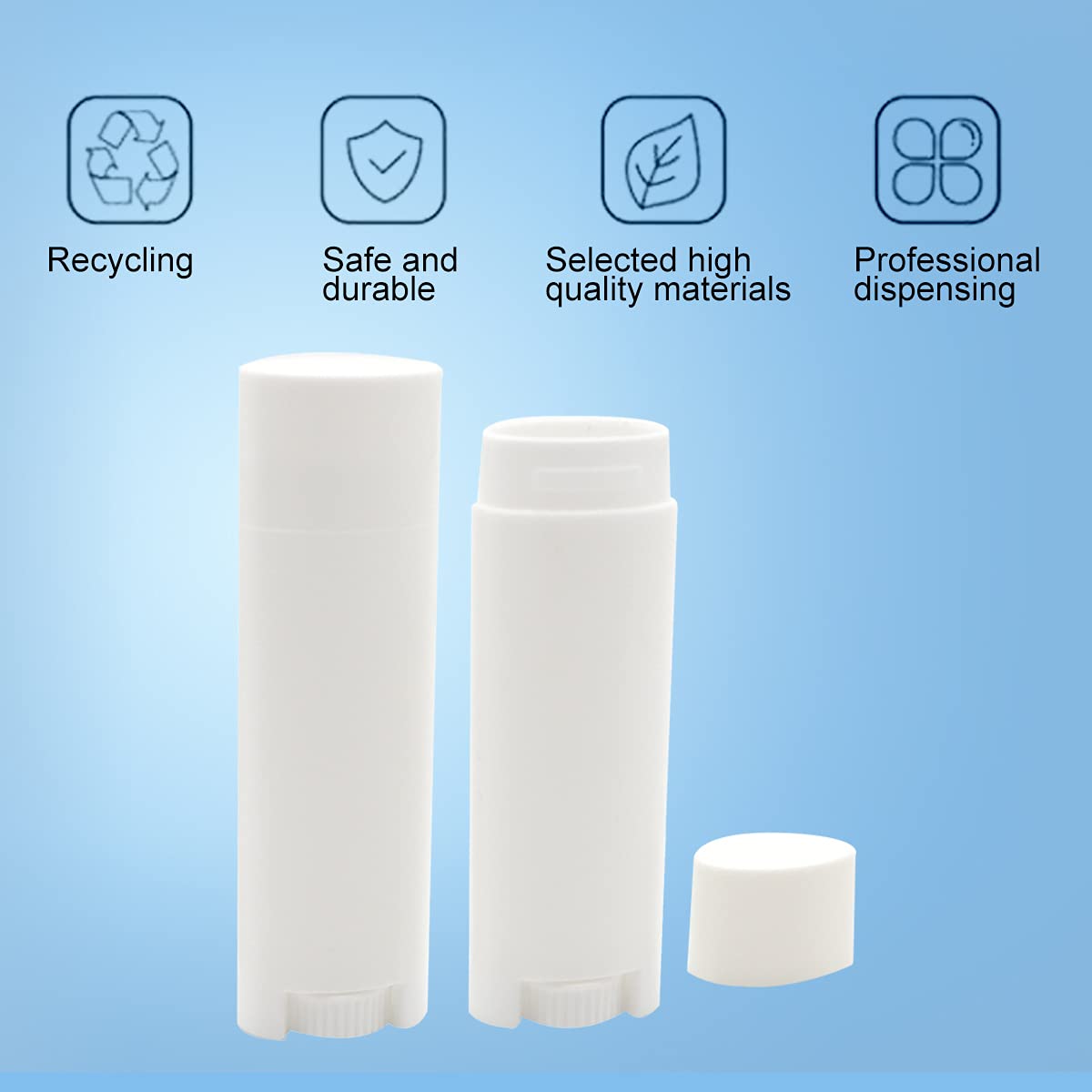 Ewanda Store 5ml Oval Lip Balm Tubes, 100PCS Plastic White Empty Deodorant Containers, Lip Gloss Container Holder With Caps