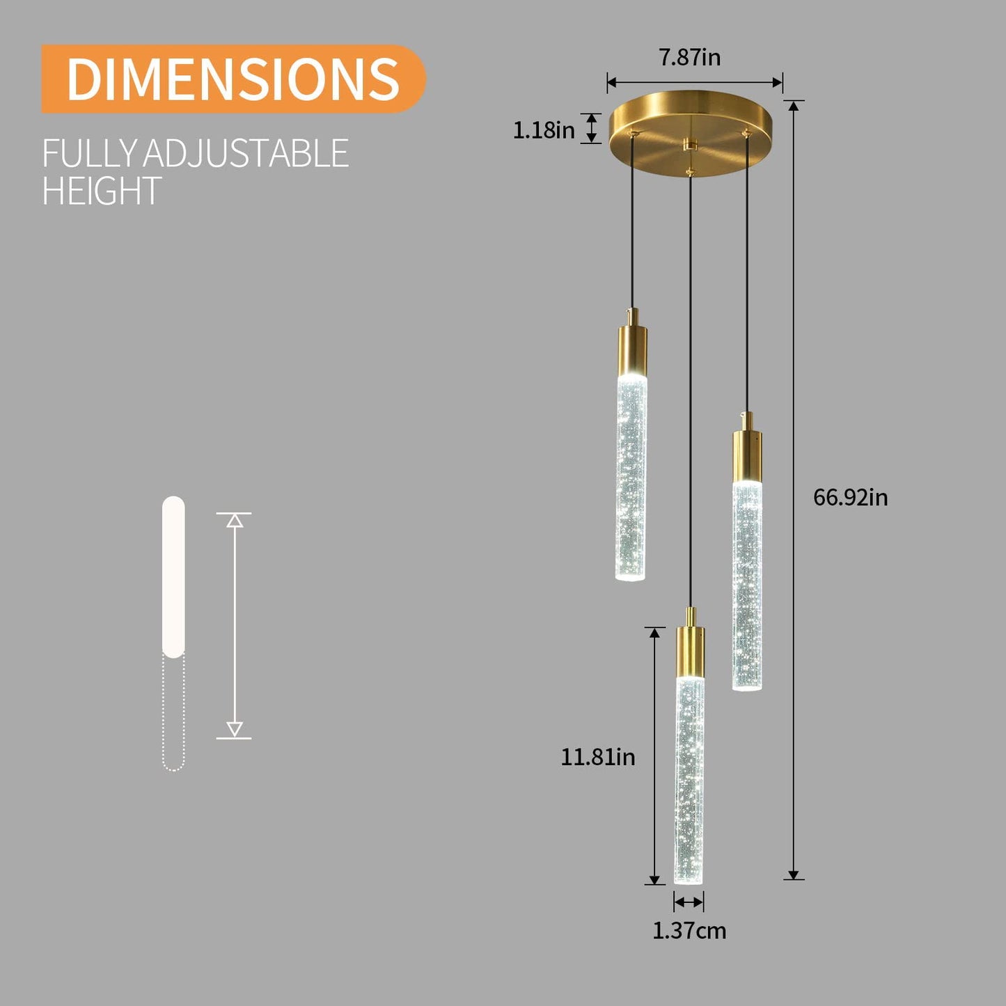 zhllmq Modern Light Fixture Kitchen Island Pendant Light Dimmable LED Gold Pendant Lights Mini Crystal Pendant Lighting for Bedroom Dining Room Living Room（3-Light ）