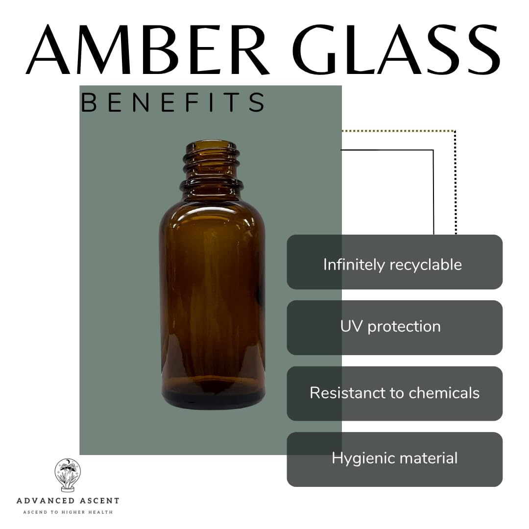 ADVANCED ASCENT Amber Glass 1 oz Nasal Sprayer! EMPTY, Refillable, Travel Sized, Quality Glass for Saline Applications! (6 Pack)