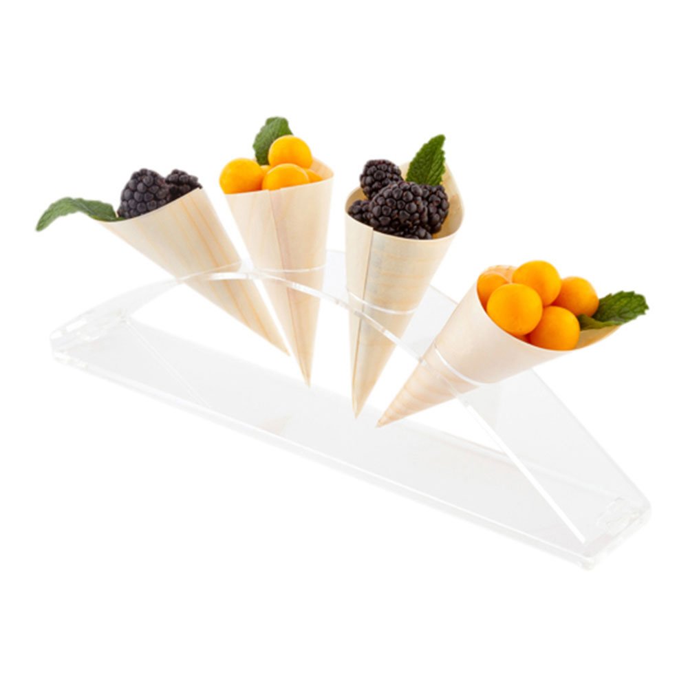 Restaurantware 12-inch Half Circle Food Cone and Sushi Hand Roll Display Stand: Perfect for Restaurants Catered Events and Buffets - Holds 4 Cones - Made from Organic Bamboo - 1ct Box