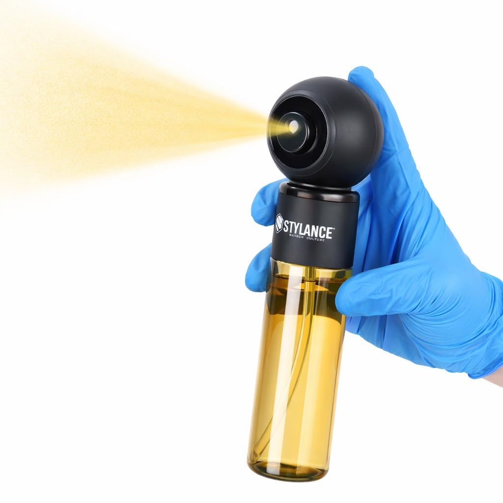 STYLANCE Electric Barber Spray Bottle – Professional Rechargeable Fine Mist Sprayer for Hair Stylists, Salon & Barber Shop, Continuous Nano Atomizer, Matte Black Refillable Design- 120ML