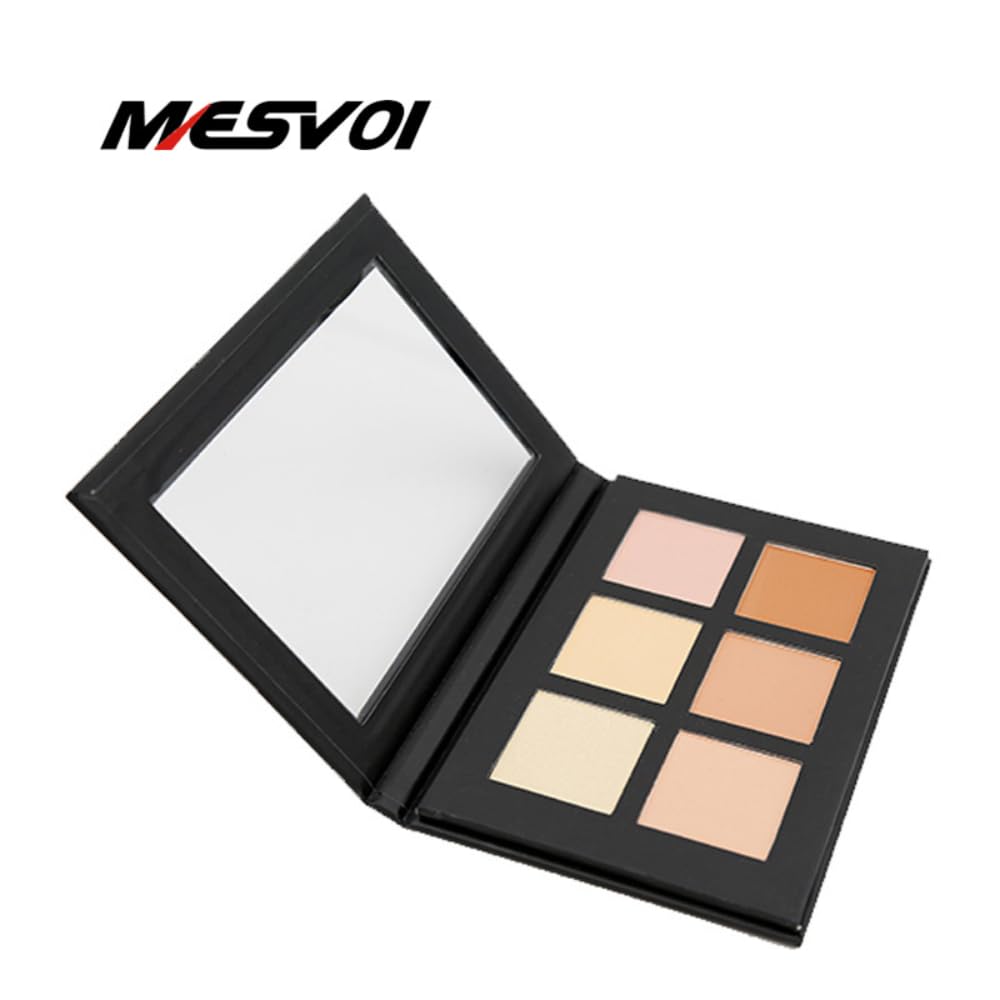 Mesvol 6 Color Contour Powder Kit Foundation Palette Contouring Makeup Kit Highlight Dramatically Sculpt Enhance Features Deep