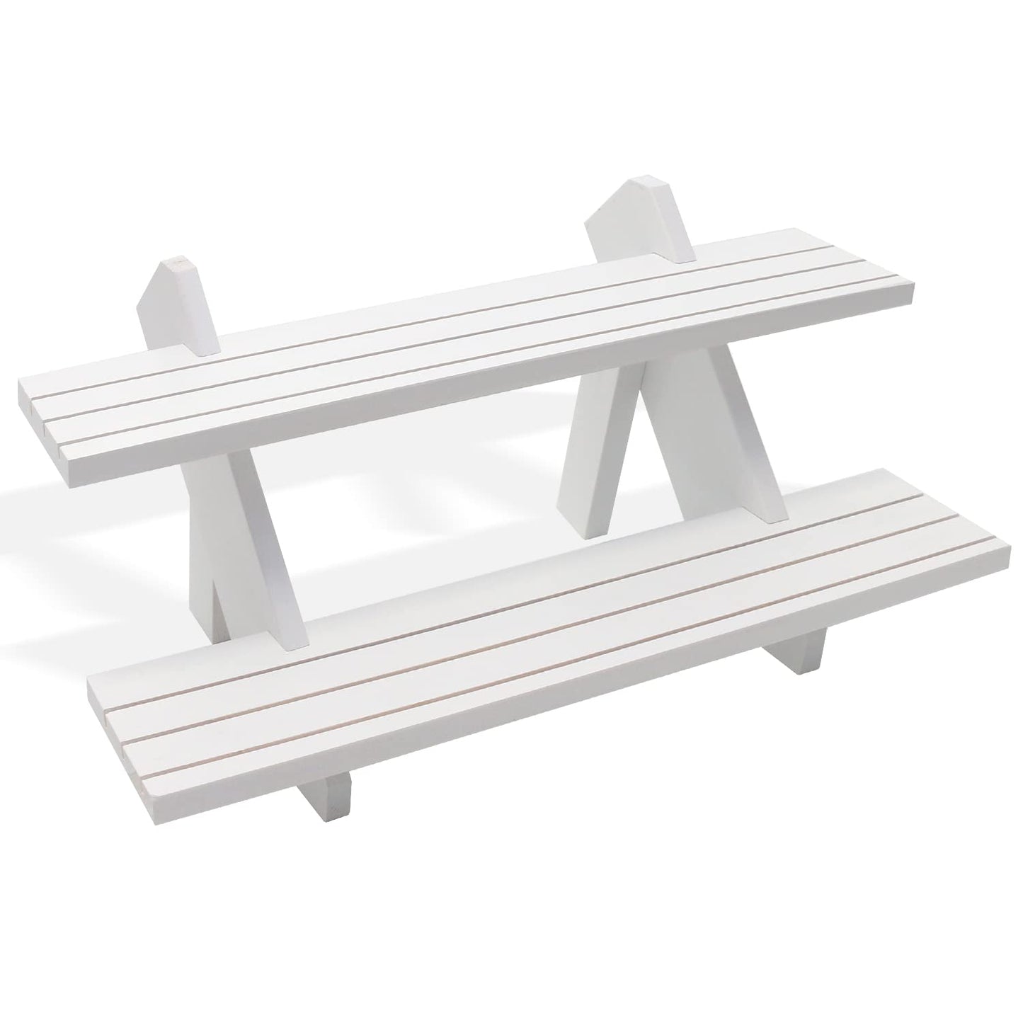 Auroal 2 Tier Earring Display Stands for Selling, Retail Display Riser Earring, Ring Holder Stand, Removable Countertop Small Merchandise Display Stand, for Figures,Cupcake, Photo (White)