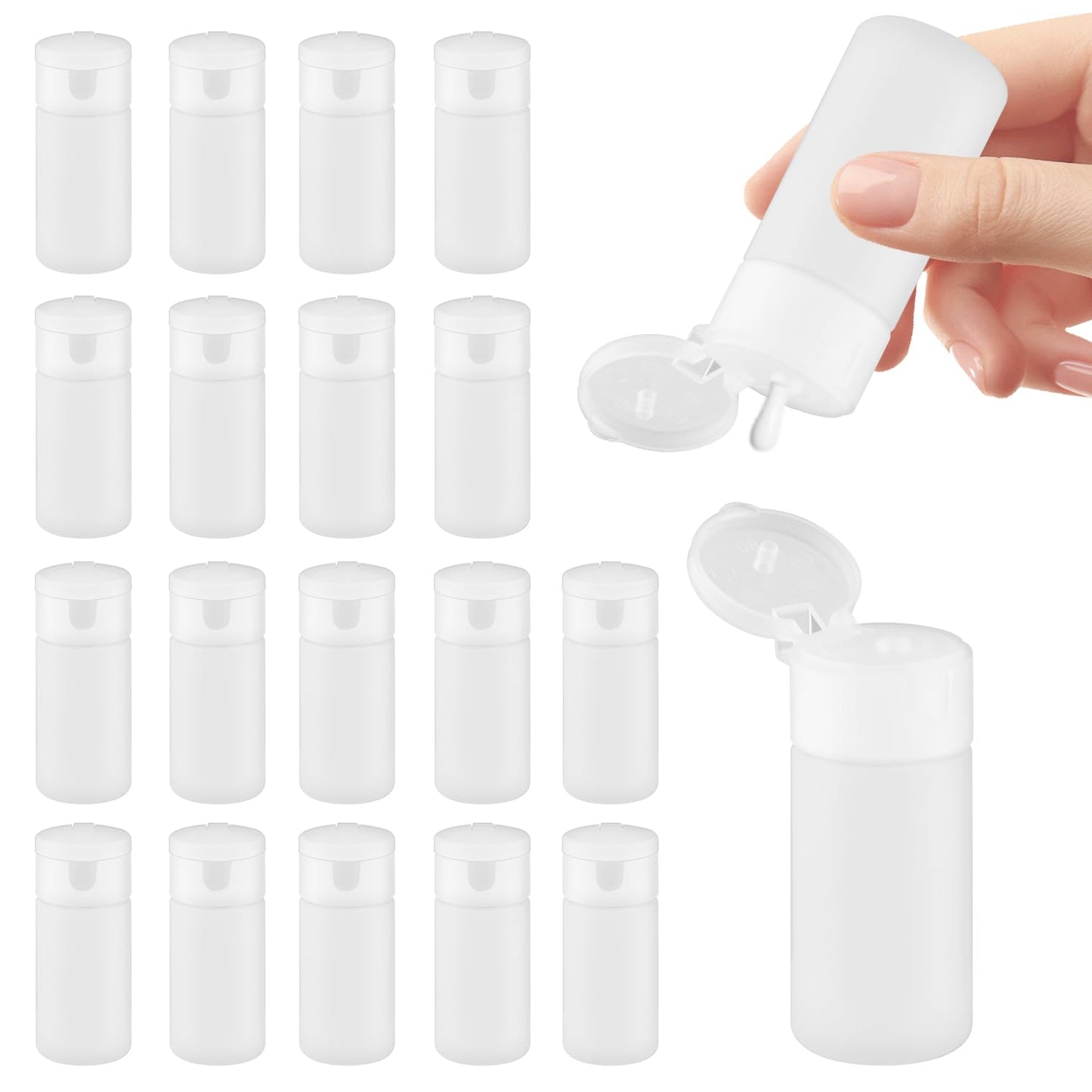 DynnnDy 20 Pack 30ml Refillable Squeeze Bottles Refillable Lotion Sample Tubes Mini Cosmetics Containers,Leak Proof Toiletries Dispenser for Shampoo,Conditioner,Creams