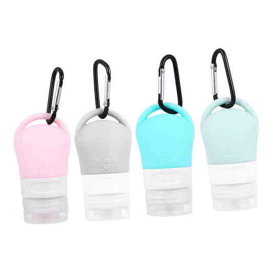 YARNOW 4pcs Packaging Silicone Storage Bottle Mini Plastic Containers Silicone Keychain Mini Travel Bottles Refillable Keychain Bottle Lotion Bottles with Hook Travel Bottle Holder Liquid
