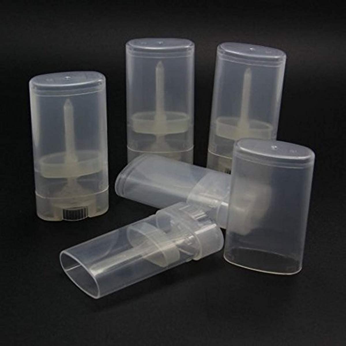 Healthcom 30pcs 0.5 Oz Clear Empty Plastic Deodorant Containers New Empty Oval Lip Balm Tubes 15ml Oval Deodorant Containers for Lipstick Crayon Chapstick DIY Make Your Own Deodorant Lotion Bar
