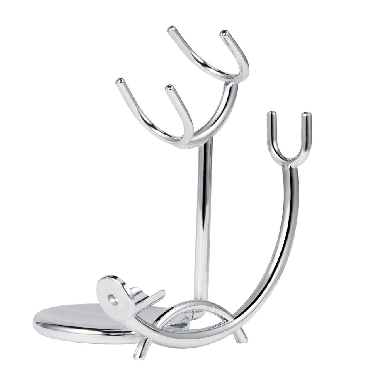 Grandslam Razor & Brush Stand with Double Stainless Steel Bowl Set for Shave Soap, Safety & Straight Razors, Silver