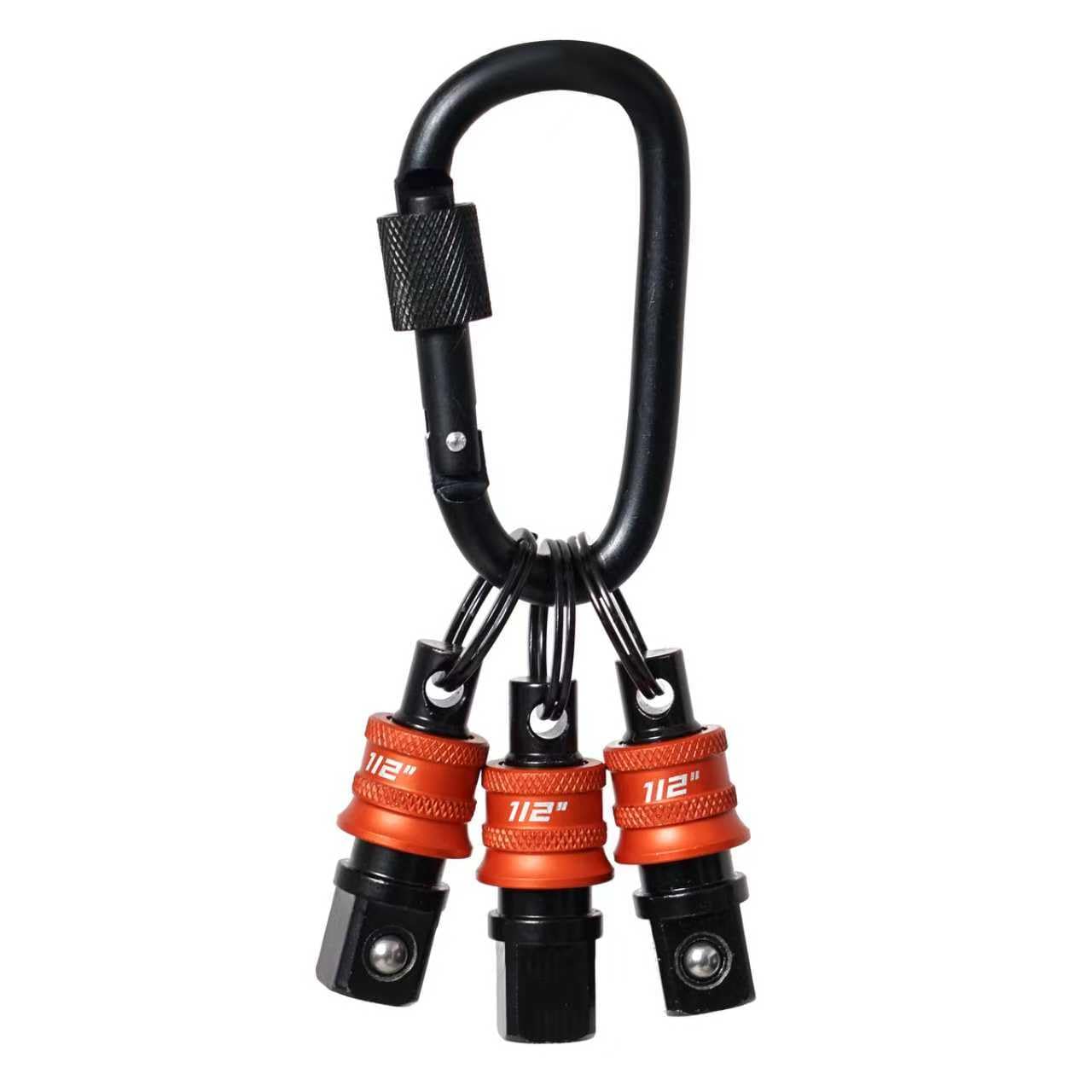 1/2" Socket Holder Keychain Set with Quick Release & Locking Clip, Bit Holder Key Chain Heavy-Duty Toolbox Organizer for Impact Wrench, Mechanics, Electricians & Construction Workers