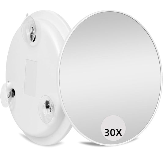 Tyseoome Makeup Mirror 30X Set, Travel Magnifying Mirror Set for Makeup,Magnified Mirror 3.5" with Two Suction Cups, Mirror Magnifying Comes