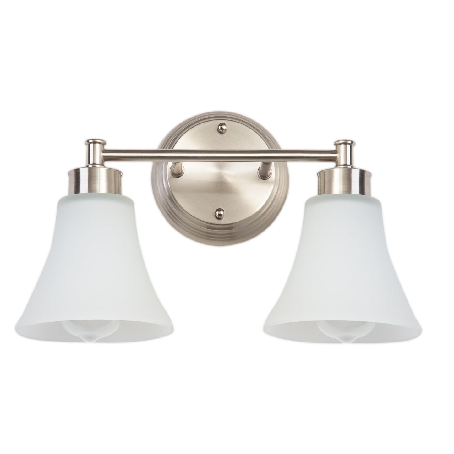 LOUSACE 2 Light Bathroom Vanity Light Brushed Nickel Bathroom Lighting Fixtures Over Mirror with Opal White Frosted Glass, Vintage Traditional Wall Lighting Fixture Satin Nickel Vanity Lights
