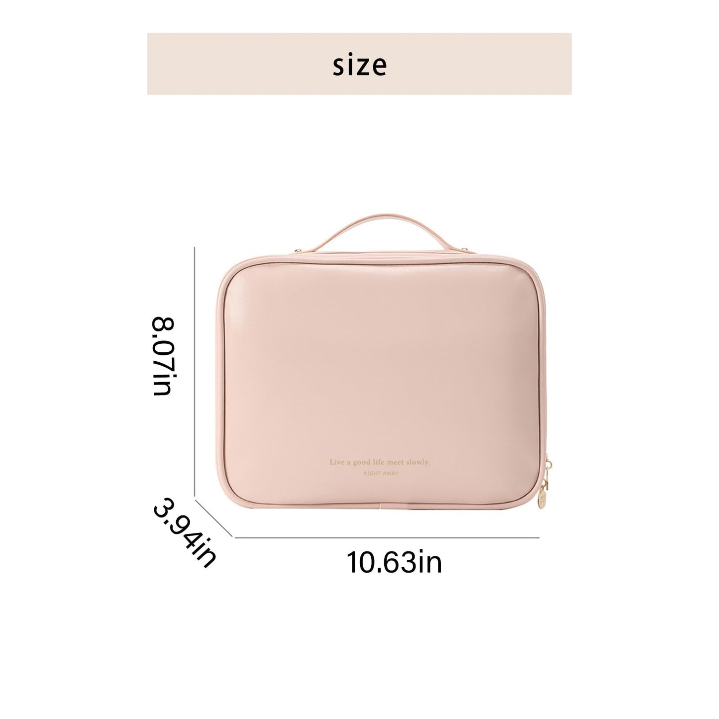 RIGHT AWAY Travel Toiletry Bag for Women, Makeup Bag& Cases, Waterproof Makeup Organizer Cosmetic Bag with Compartments,Portable Make Up Bag for Travel Size Toiletries,Skincare,Brushes Set,Pink