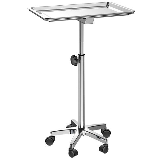 ChoJiah Extra Large Mayo Stand Rolling Salon Tray Hairstylist Tray Heavy Duty Tattoo Tray, Ideal Use for for Hair Salon Dental Hairstylist Cart
