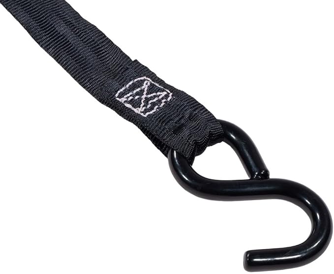 Mytee Products Auto Retract NO-RATCHETING Ratchet Straps | 1" x 12' Retractable Ratchet Straps with Coated S Hook Tiedowns for Motorcycles, ATVs, Bikes: Tight & Secure Pickup Trailer Tie-Down - 8 Pack