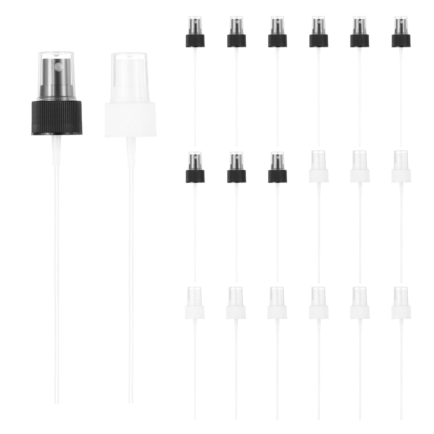 uxcell 24 Pcs Black/White Spray Top, 24/410 Fine Mist Sprayer Reusable Replacement Spray Bottle Pump Stripe Plastic Top for Cosmetic Perfume and Body Sprays Bottle