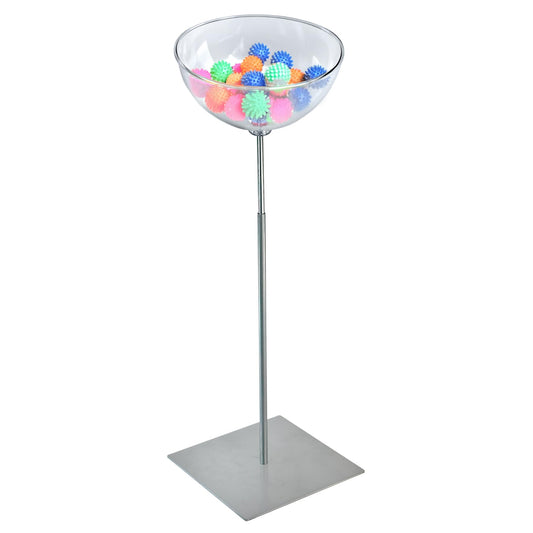 Azar 700972 Pedestal Bowl Floor Display Stand – 12" Clear Acrylic Bowl on Heavy-Duty Square Metal Base, Freestanding Merchandising Fixture for Retail, Events & Trade Shows