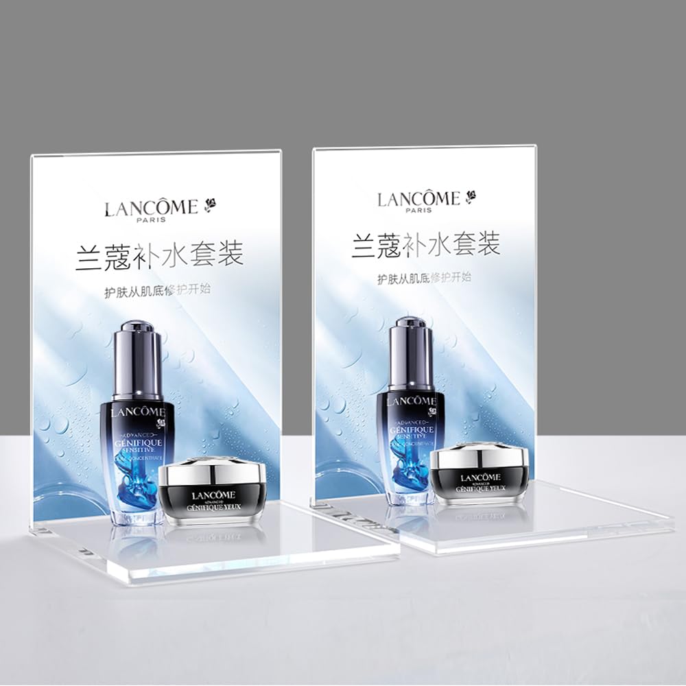 ECKEK Acrylic Sign Holder Clear Display Sign Stand Acrylic Display Stand for Office, Store (PVC Base)