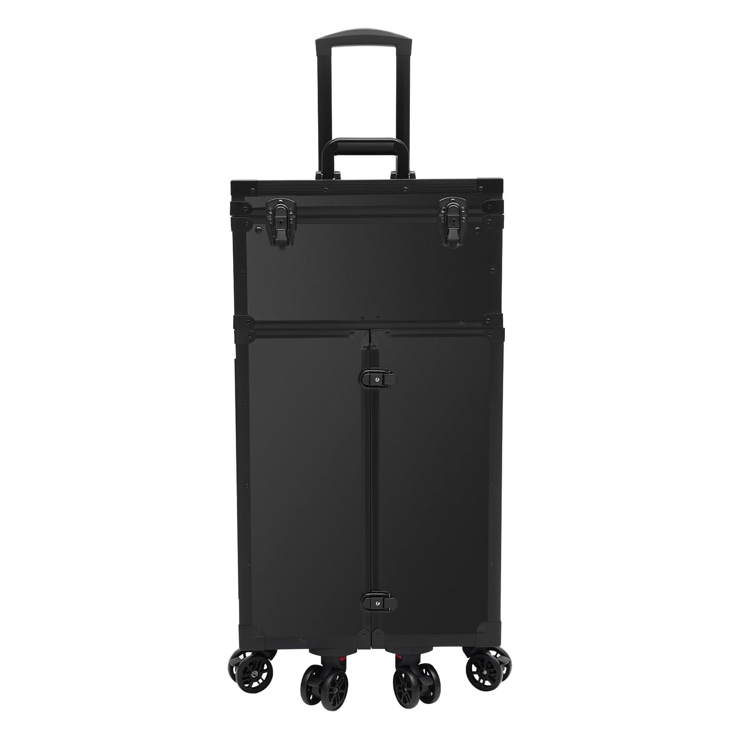 banborba Professional Rolling Makeup Case 4 Drawers Pro Makeup Artist Cosmetic Train Case Hairstylist Travel Case Portable Make Up Station with Multiple Compartments & 6 Swivel Wheels - Black