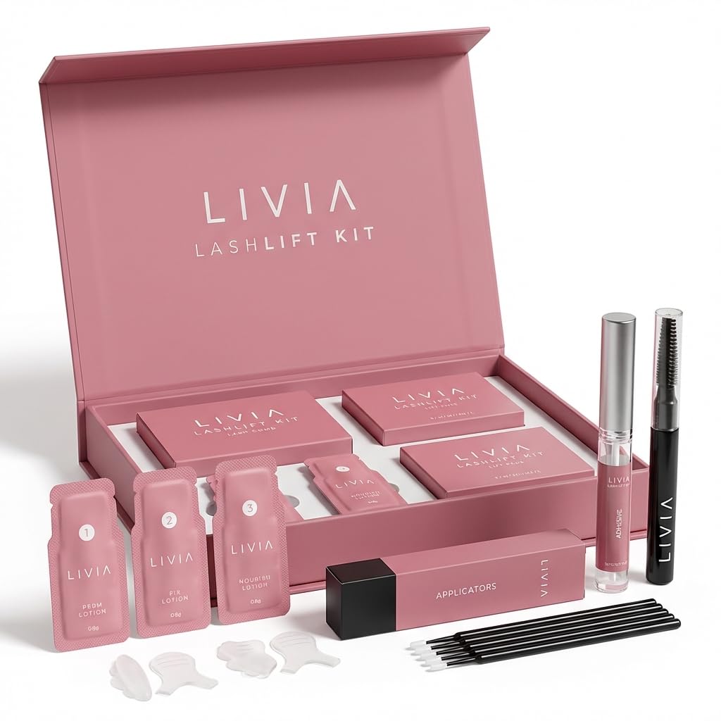 Korean Lash Lift Kit – Instant, Salon-Quality Curls with Nourishing Ingredients – Easy DIY Kit – 8 Weeks Long-Lasting Lift- Improves Lash Growth- LIVIA