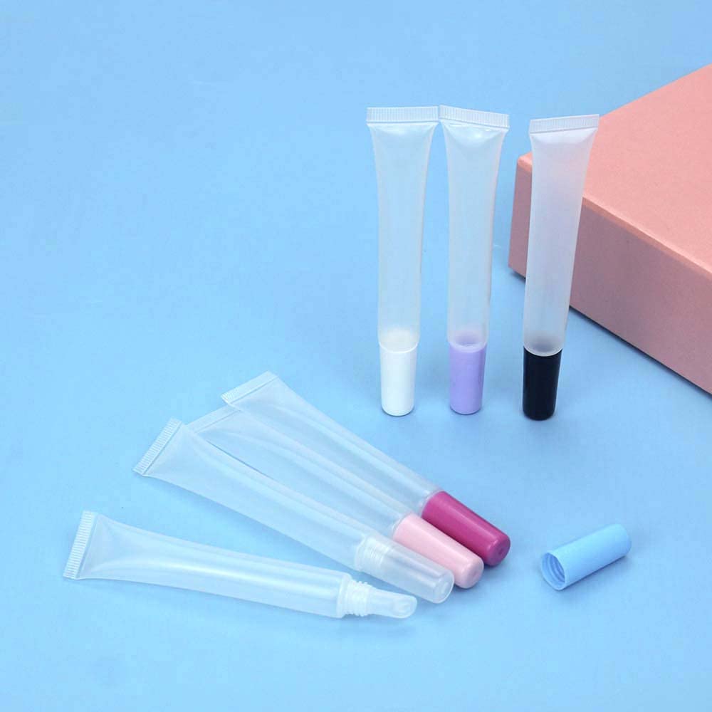 50 PCS Empty long slim 15ml squeeze pink lip gloss tubes lip oil sofe lipgloss tubes (pink lid)