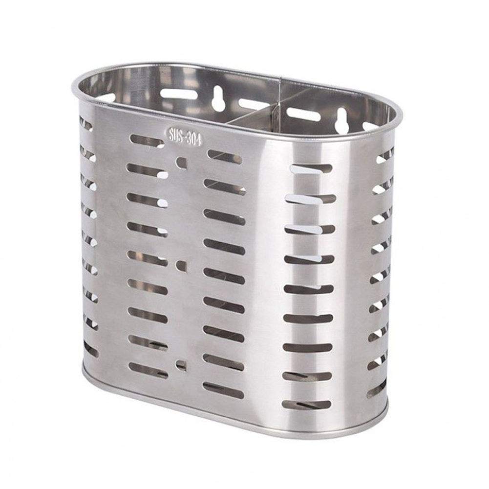 kaileyouxiangongsi Self Adhesive 2 Compartments Mesh Utensil Drying Rack/Chopsticks/Spoon/Fork/Knife Drainer Basket Flatware Storage Drainer, 304 Stainless Steel