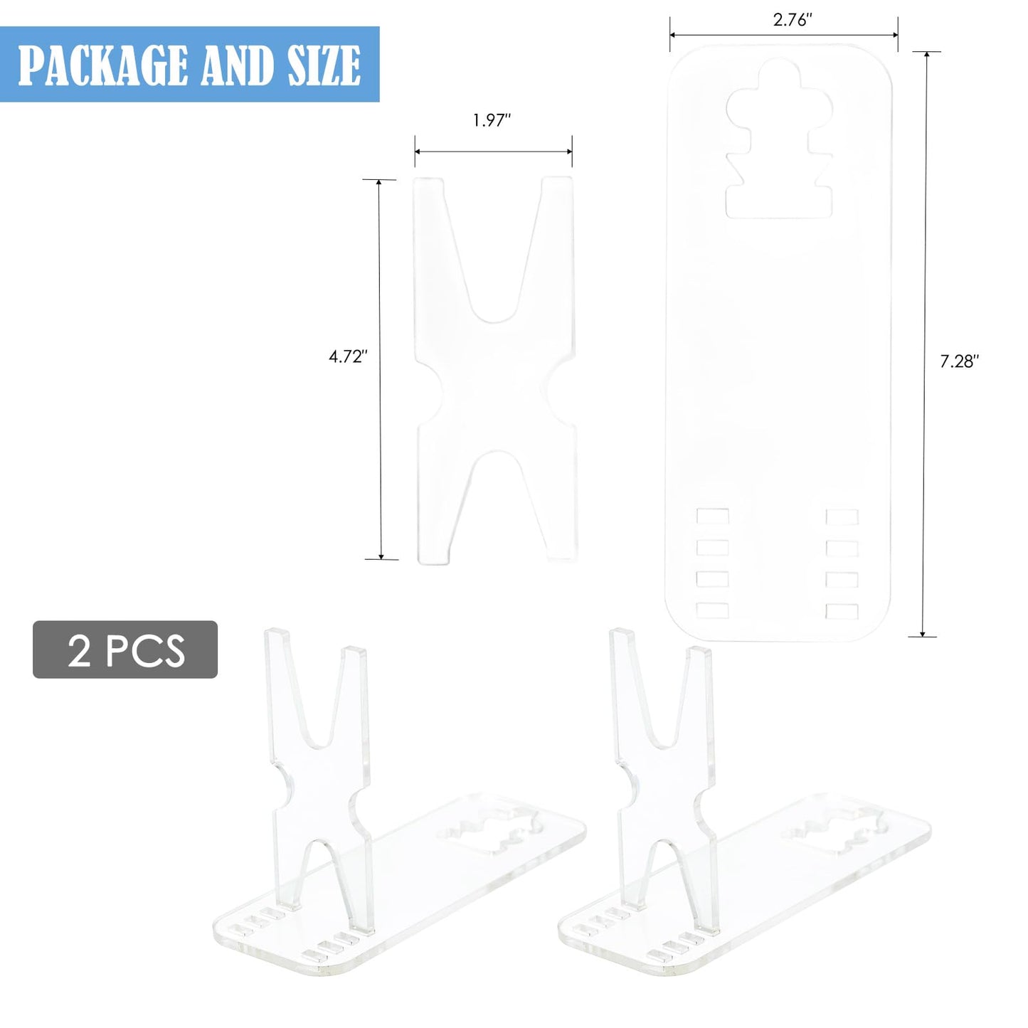 OCQOTAT 2Pcs Acrylic Display Pistol Rack-Adjustable Pistol Stand,Black Transparent Pistol Holder for Hand Gun,Portable Gun Rack for Gun Safe Hidden Gun Storage,Gun Holder Pistol Accessories,7.5x2.75