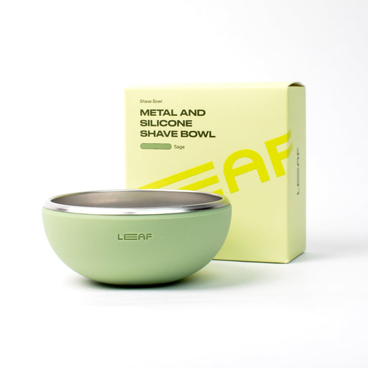 Leaf Shave | Leaf Bowl - Stainless Steel and Silicone Grooming Bowl Compatible with Brush Sets, Soap Bars and Refills for Lathering - Sage