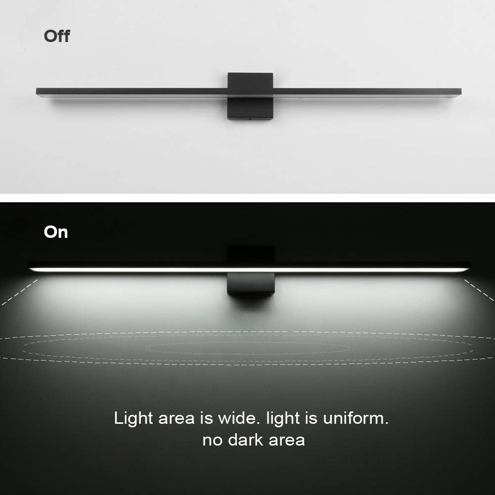 Ralbay 40inch Modern LED Black Vanity Light 36W Frosted Aluminum for Bathroom Vanity Lighting Fixtures Cool White 6000K