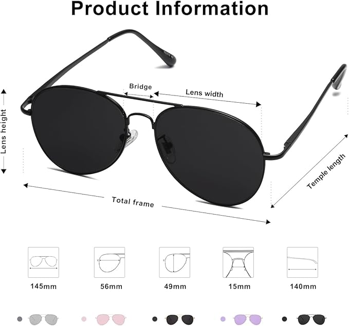 SOJOS Classic Aviator Sunglasses for Women Men Metal Frame Spring Hinges SJ1030