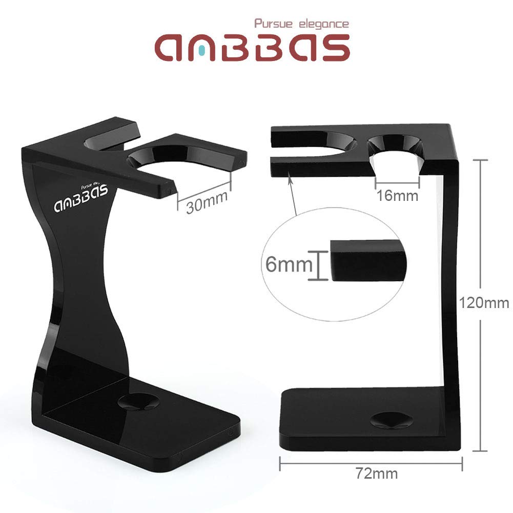 Anbbas Shaving Brush Synthetic Badger Hair with Stainless Steel Shaving Bowl,Black Acrylic Shaving Stand Holer for DE Razor Men Traditional Shave