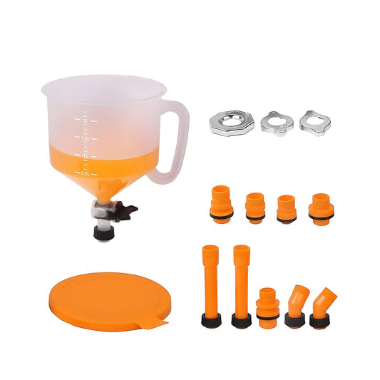 Zpana 15PCS Car Coolant Funnel Kit, No-Spill Vehicle Radiator Filling Funnel Bleeder with Adapters, No-Leak Auto Radiator Burping Filler, Universal for SUV RV Truck (Yellow)