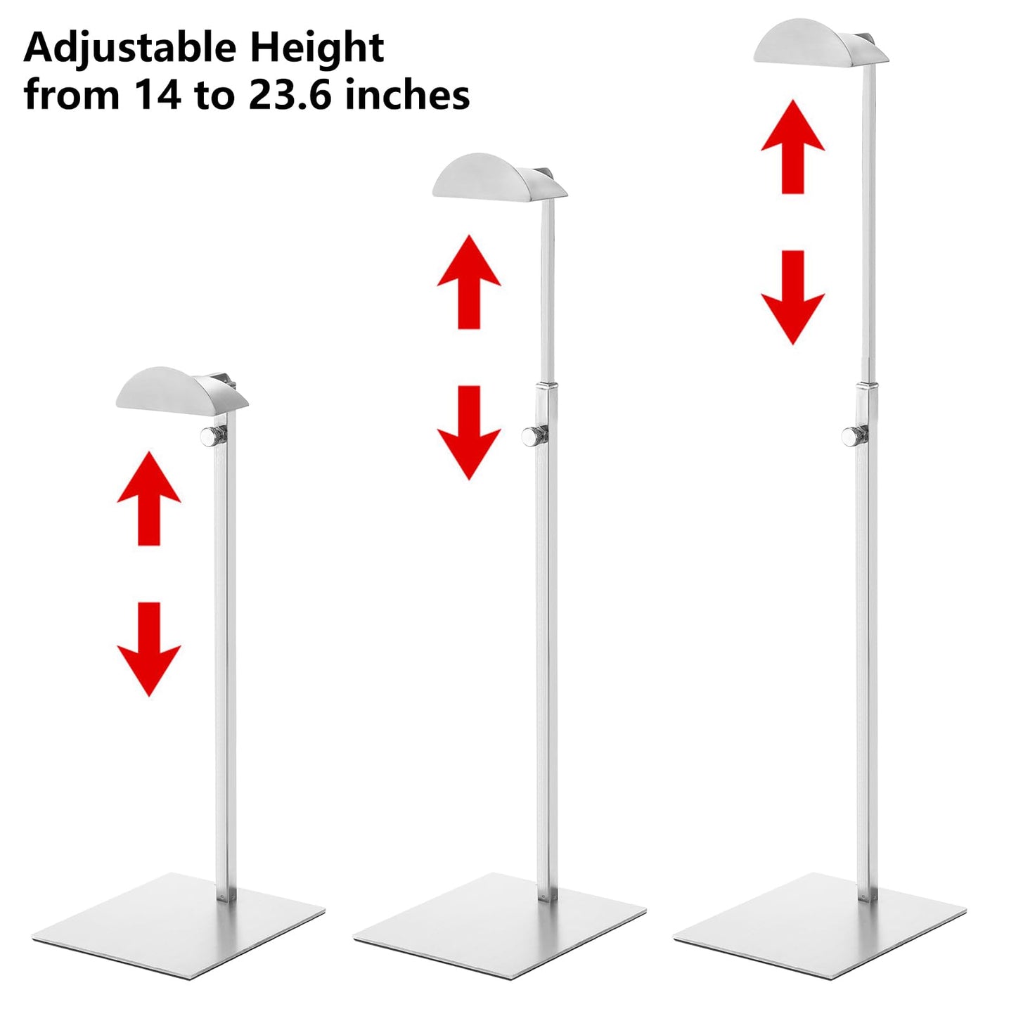 Hacaroa 3 Pack Purse Display Stand Stainless Steel, Adjustable Height Metal Handbag Holder Single Bag Jewelry Display Rack for Closet, Boutique Store, Silver