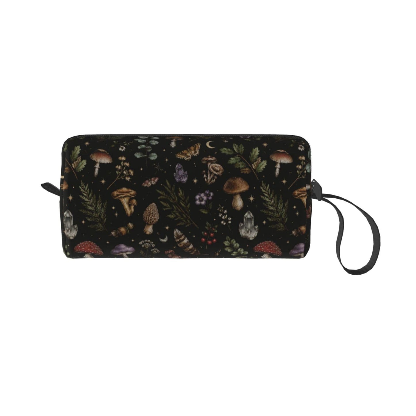 OLUSENMO Dark Gothic Forest Botanical Makeup Bag for Women, Mushroom Small Travel Cosmetic Pouch with Zipper, Compact Makeup Organizer Bag for Purse, Toiletries, Skincare & Daily Essentials