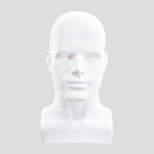MIAOMANZI PVC Mannequin Head Black Male Manikin Dummy Stand Model Display Hat Scarf Wigs Hair Glasses Hat Beauty Styling Tool (Matte white)