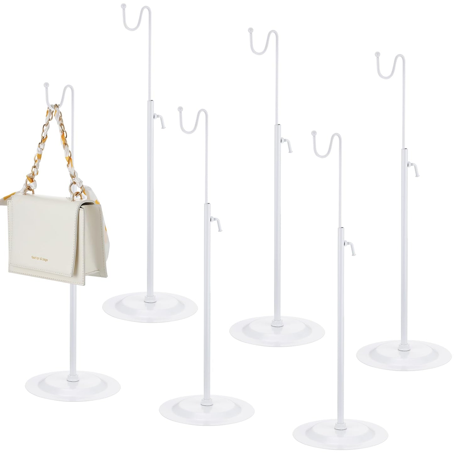Therwen 6 Pcs Bag Display Stands Purse Display Stand Adjustable Height Handbag Holder for Home Boutique Store Counter Retail(White)