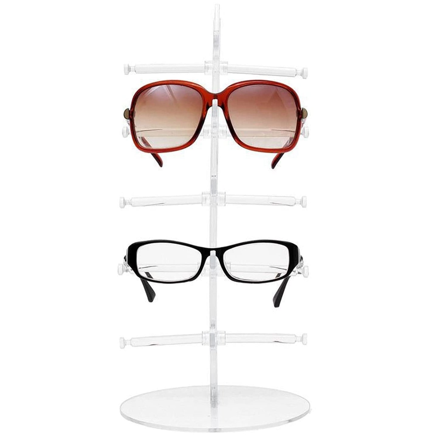 Anetiry 2 Pack Sunglasses Rack Eyeglasses Display Stand Holder Storage Organizer for 5 Glasses Acrylic Jewelry Eyewear Display for Selling Clear