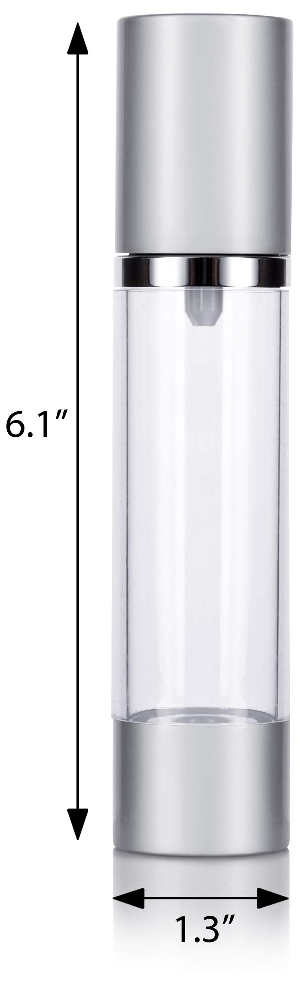 JUVITUS (2 Pack) 1.7 oz Acrylic Airless Spray Bottle Silver Matte Travel Storage